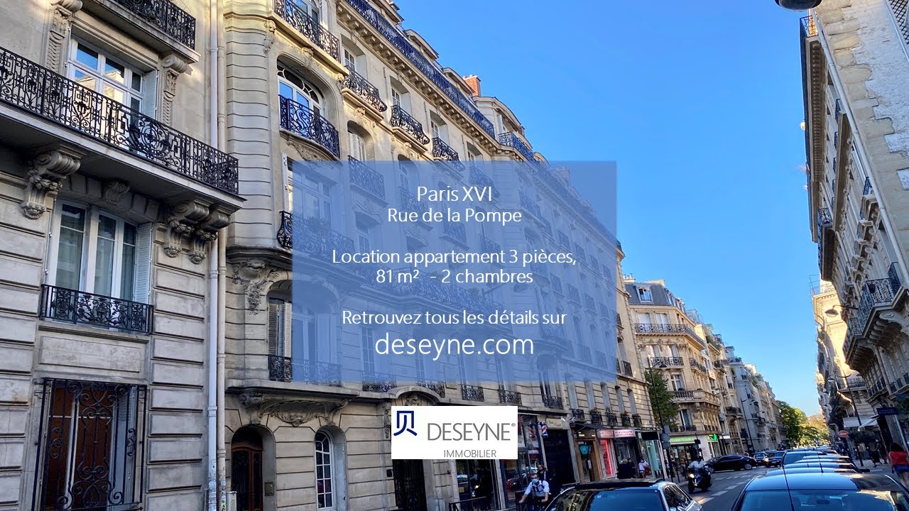 Location appartement vide Paris 16, rue de la Pompe, 3 pièces, 2