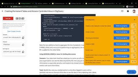 Creating Permanent Tables and Access Controlled Views in BigQuery
