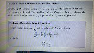 Reducing a Rational Expression to Lowest Terms (Part 1)