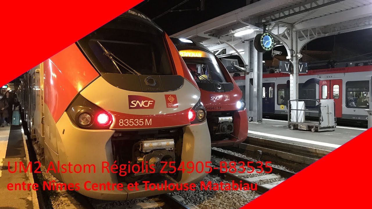 Train SNCF - UM2 Alstom Régiolis liO Z54905-B83535 entre Nîmes Centre et Toulouse Matabiau