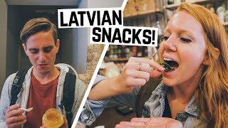Latvian Food - Trying WEIRD LATVIAN SNACKS! (Americans Try Latvian Food)