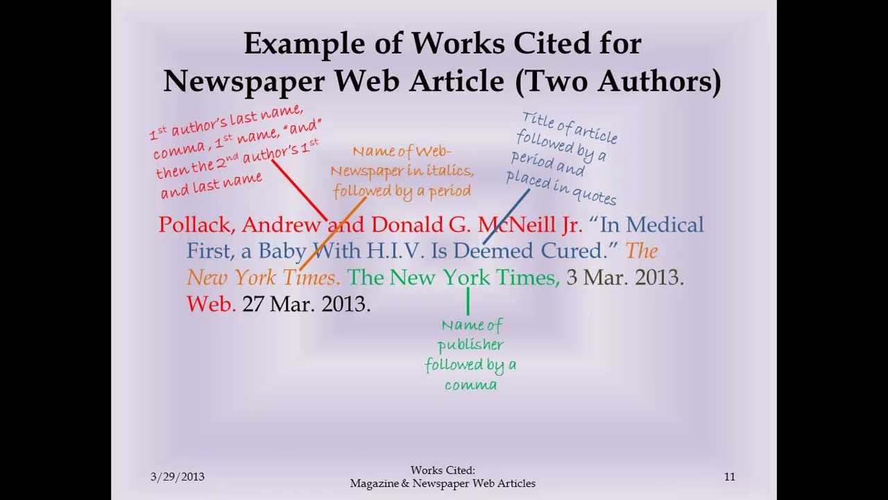 MLA Works Cited Magazine and Newspaper Web Articles