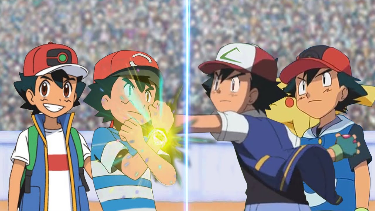 Pokemon Battle: Champion Ash and Galar Ash Vs Kanto Ash and Hoenn Ash (...