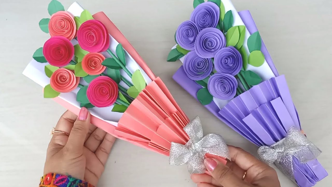 how-to-make-paper-rose-flower-bouquet-flower-bouquet-wrapping-diy