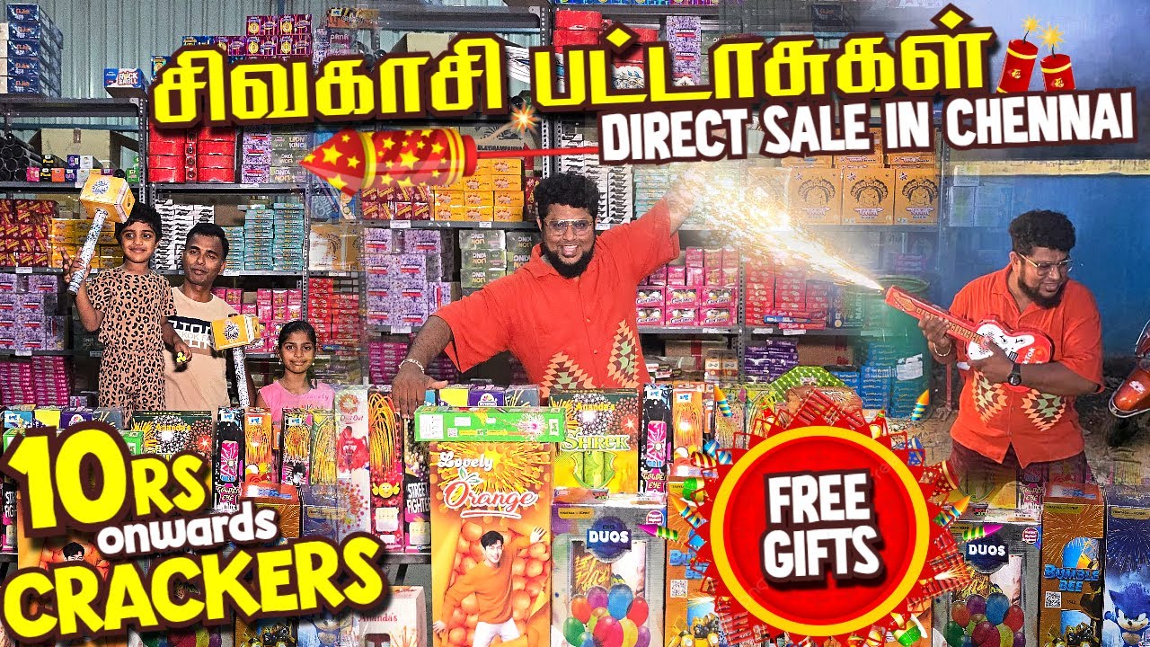 சிவகாசி பட்டாசு Diwali Crackers Direct Sale in Chennai | 10₹ முதல் Sai Traders | Pakoda Boyz