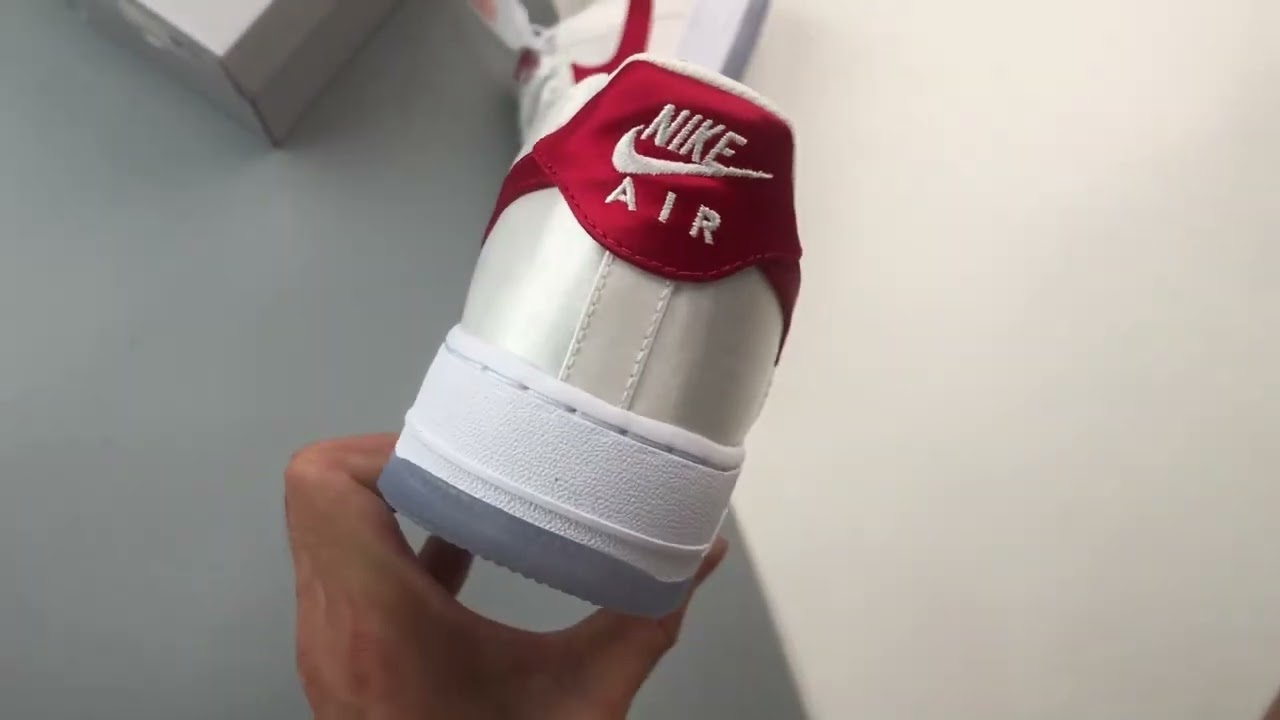 Nike Air Force 1 Satin White Red DX6541 100 - YouTube
