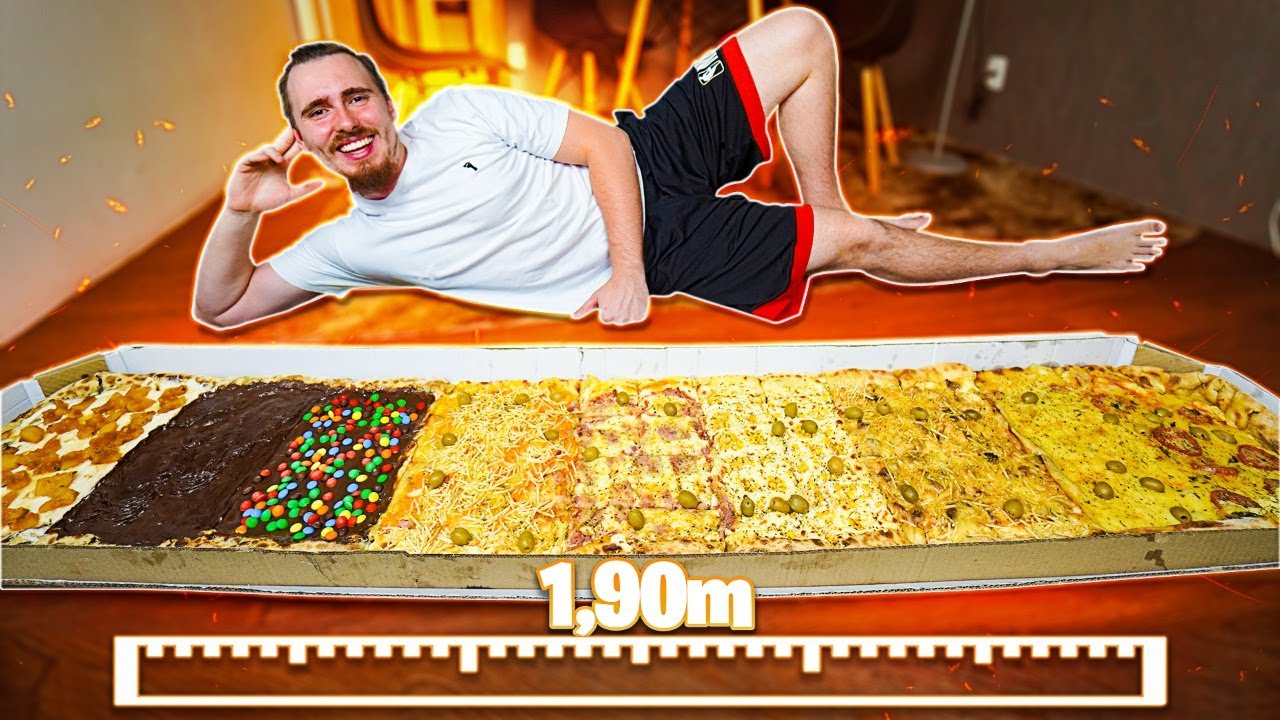 A maior pizza do brasil (190cm, 16kg, 96 pedaços) /Gaba\ - YouTube