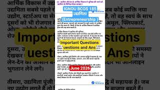IGNOU BCOS 185 most important questions and answers June 2026 entrepreneurship exam tee
