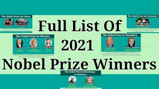 FULL LIST OF THE NOBEL PRIZE WINNERS 2021