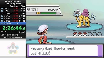 Pokémon HG/SS Battle Factory: Gold Print speedrun in 2:29:28* and streak of 58 wins