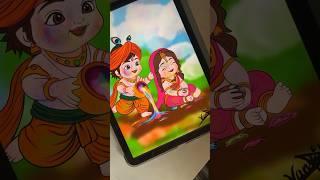 Beautiful Holi Illustration | Radha Krishna Painting | Holi 💖🌈  #art #shorts #viral