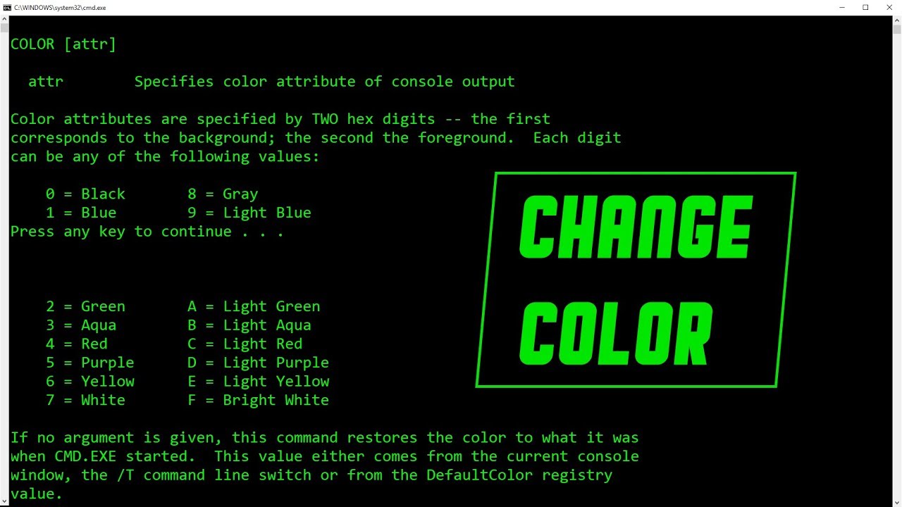 to Quickly Change Font Color in CMD (Command Prompt) - YouTube