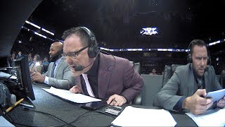 Mauro Ranallo reacts to the chaos of Ciampa and Gargano's Last Man Standing Match
