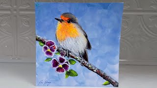 How To Paint “LITTLE ROBIN” acrylic painting tutorial ~ step by step