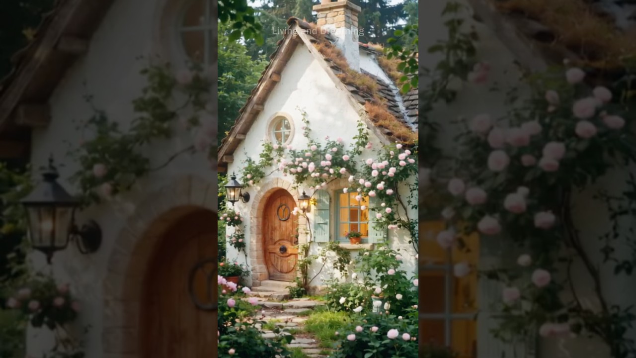Dreamy White Cottage Wrapped in Roses 🏡