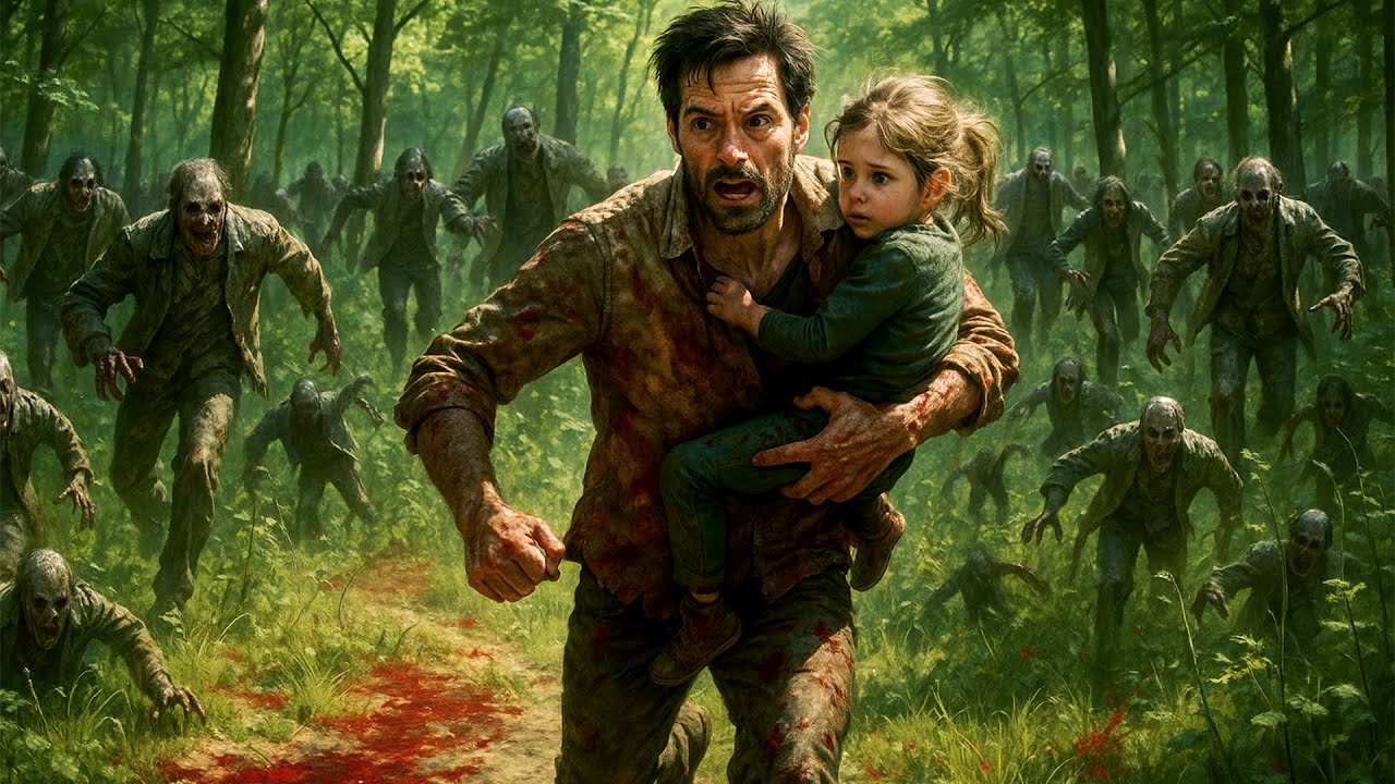 A baby rides her zombie father's back to escape a zombie horde and find ...