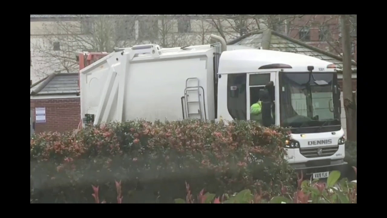 Garbage truck busy day in London estate