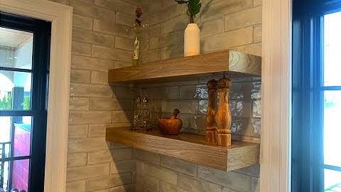 White oak floating shelves