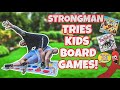 Strongman Tries Kid's Boardgames | Loser gets hair pulled out!!!