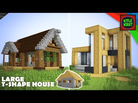 Minecraft: Modern vs Medieval Village Transformation! (Large House "T-Shape")