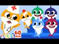 Five little baby sharks jumping on the bed  more baby shark songs