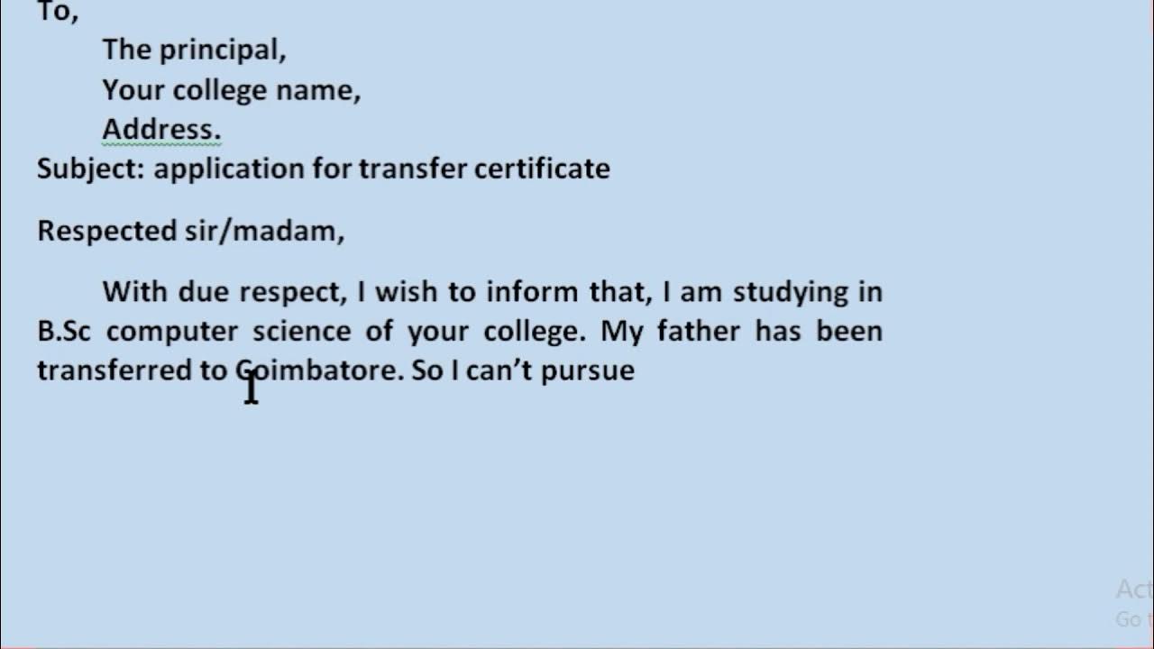 Transfer certificate for discontinue students for school or college