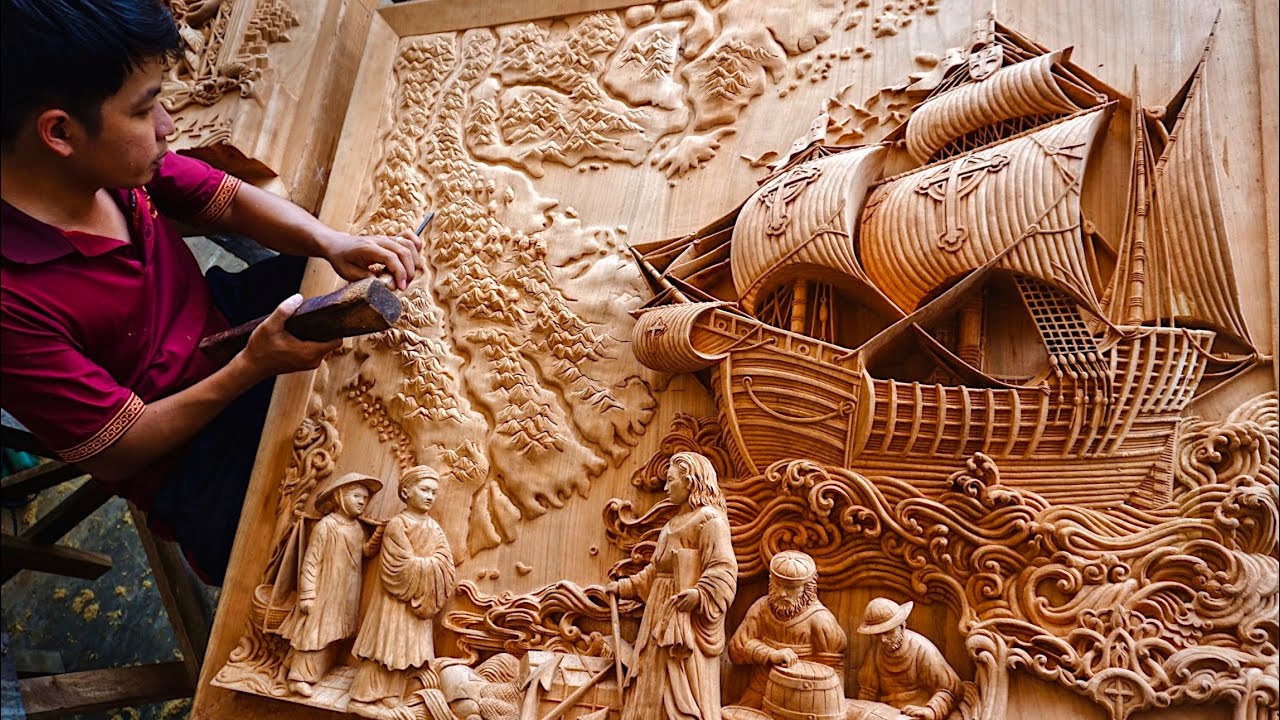 Hoi An Wood Carving 6 Months Carving A Huge Wall Art From A Piece Of Hoi An Wood Carving 6 Months Carving A Huge Wall Art From A Piece Of