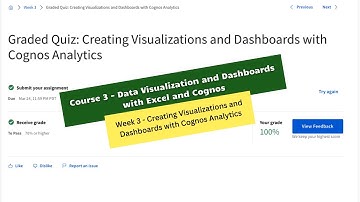 data visualization and dashboards with excel and cognos coursera answers week 3 || IBM