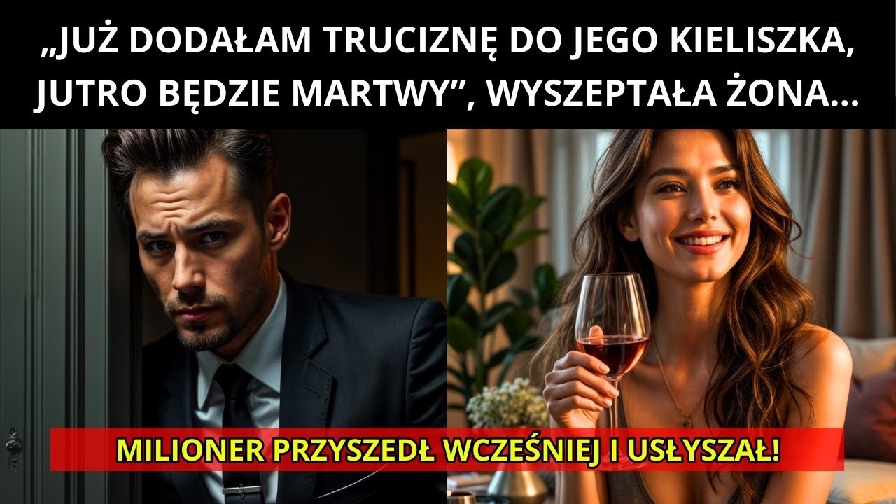 BOGATY MĘŻCZYZNA WRACA DO DOMU I SŁYSZY, JAK JEGO ŻONA SZEPCE JUŻ DODAŁAM TRUCIZNĘ DO JEGO KIELISZ