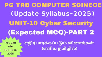 PG TRB CS 2025 Unit 10: CYBERSECURITY PART 2 - Most Expected MCQ with Explanation| Asiriyar Academy