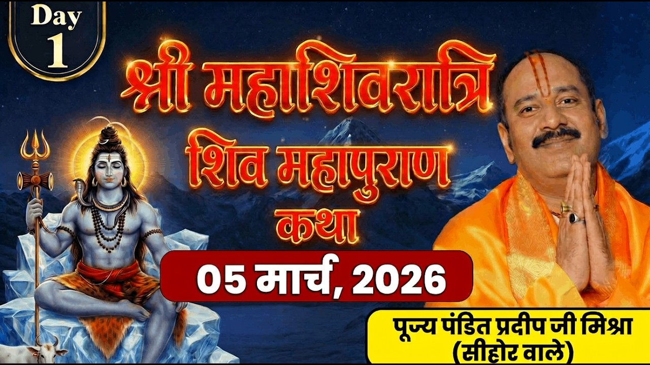 LIVE🔴04/03/26 होली स्पेशल 2026 शिवमहापुराण कथा Pradeep Mishra Live Shiv Mahapuran Katha