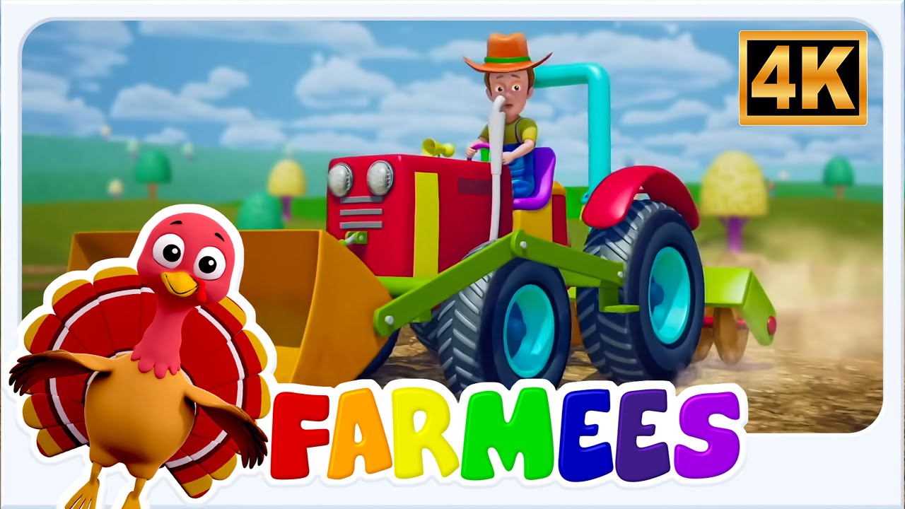 колела на трактора | забавни видеоклипове за обучение на превозни средства за деца