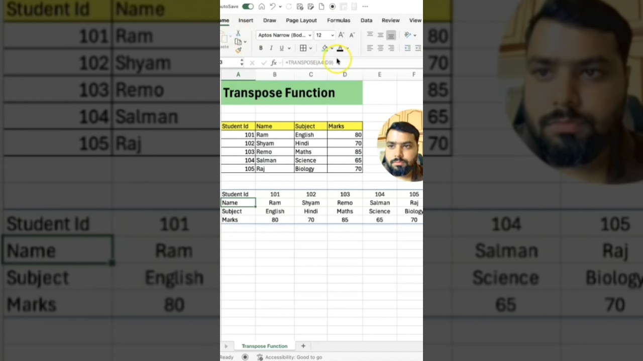 Stop copy-pasting! Use Excel TRANSPOSE to flip rows into columns in seconds like a pro! 📊✨