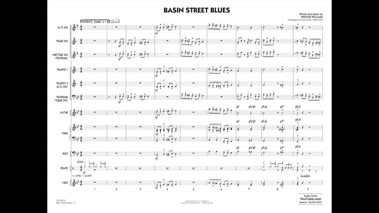 Basin Street Blues by Spencer Williams/arranged by Michael Sweeney Basin Street Blues by Spencer Williams/arranged by Michael Sweeney