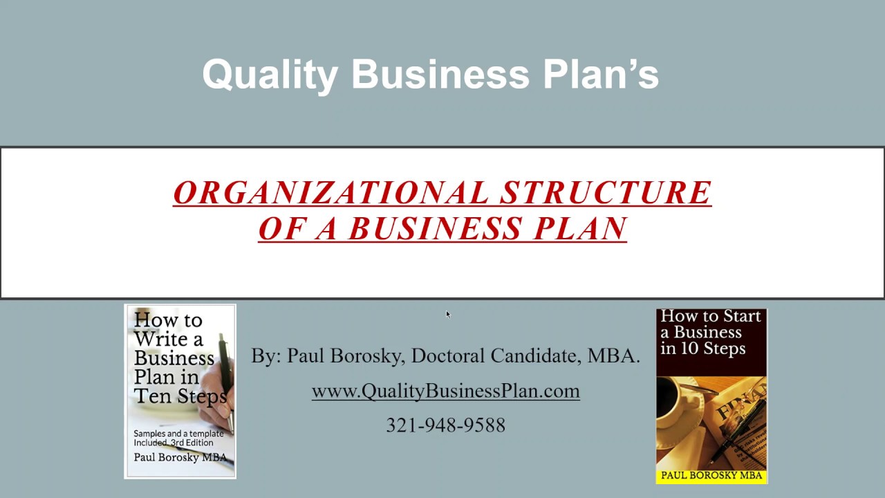 organizational aspect of business plan
