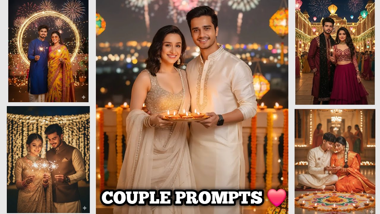 Trending Diwali Couple Photo Editing 🔥 | Google Gemini AI Prompts | Instagram Viral Trend 2025