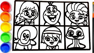 How to draw Frozen Characters | Disney Frozen | Elsa, Anna, Sven, Kristoff, Olaf, Hans | Frozen