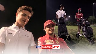 Carlos Sainz and Lando Norris reenact and discuss their Sao Paulo clash on the golf course 🏌️