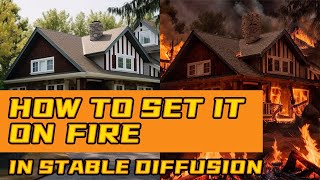 how to use new controlnet1.1 ip2p in stable diffusion to make a scene on fire, or change the weather