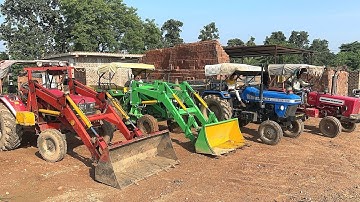 Mahindra Arjun 605 Loader and John Deere 5205 Loader Loading Black Mud Tractor Mahindra 575 Sonalika