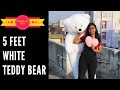 5 FEET WHITE TEDDY UNBOXING | Giant Teddy Bear Unboxing | What To Gift Girlfriend | Teddy Bear Unbox