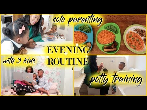 EVENING ROUTINE WITH 3 KIDS- Potty training + Homework + Solo Parenting | AD