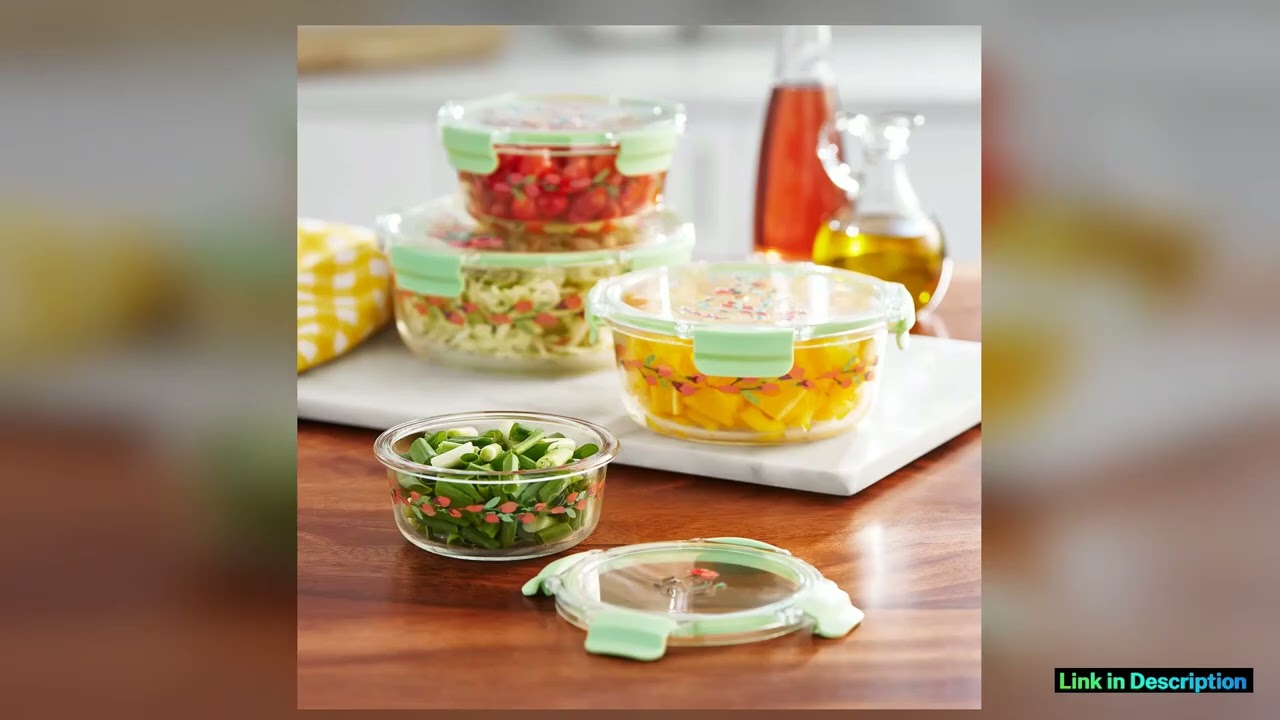 Painted Meadow Round Glass Food Storage Containers with Lid Set of 4 Exclusive Drop