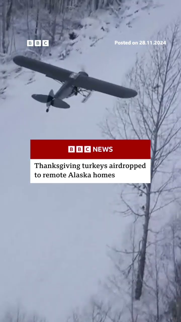 Frozen turkeys airdropped to Alaskan residents in remote areas. #Thanksgiving #Turkey #BBCNews