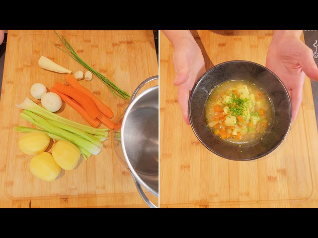 Gemüsesuppe selber machen – mit Sellerie, Karotten und Petersilienwurzel