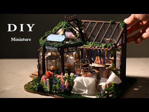 Kit Mini Casa De Muñecas DIY – Jardín Rosa Con Té, Muebles De Madera, Luces LED Y Caja De Música, Maqueta Para Montar