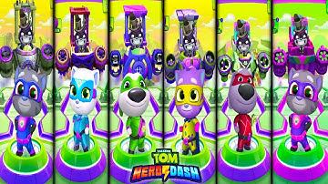 Talking Tom Hero Dash - Colour Grading World, All Heroes One By One Fight The 6 World Boss Raccoons