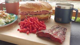 Fresh French Bread Sub With Clam Chowder Salad And Smoked Salmon