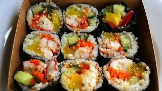 Full recipe: http://www.maangchi.com/recipe/lobster-gimbap on a recent
trip to maine i made korean seaweed rice rolls (gimbap) with local
lobster. it was del...