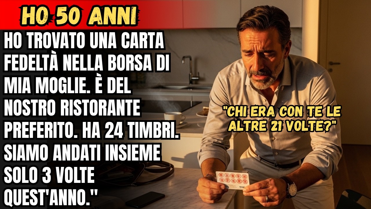 HO TROVATO UNA CARTA FEDELTÀ NELLA BORSA DI MIA MOGLIE. È DEL NOSTRO RISTORANTE PREFERITO. HA 24...